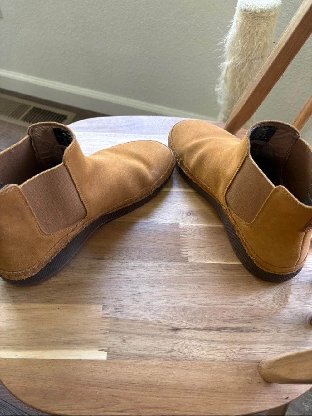 Women’s Tan Suede Chelsea Boots - Slip-On Comfort - Picture 7 of 10